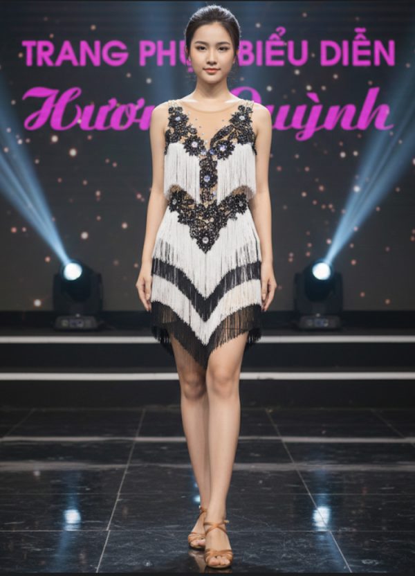 Váy nhảy trắng đen