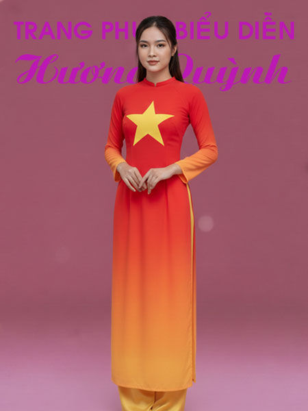 Áo dài sao vàng đỏ loang