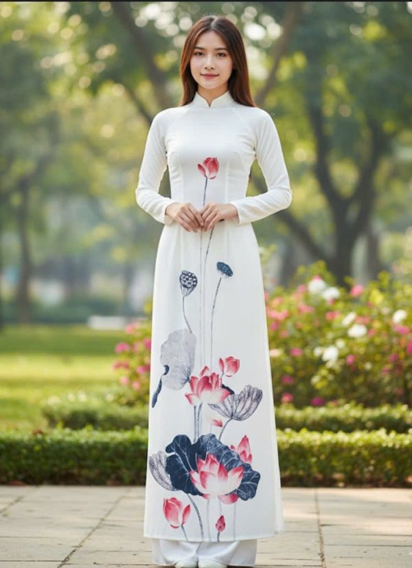 Áo dài sen trắng 1
